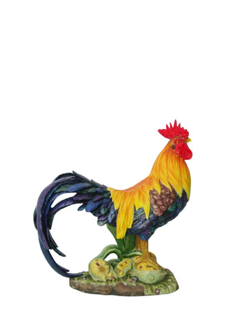 Rooster Garden Statue on Mound of Corn